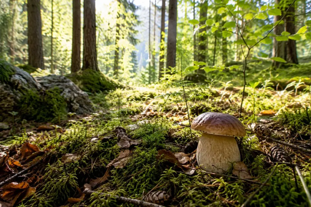 Steinpilz im Wald der Dolomiten
